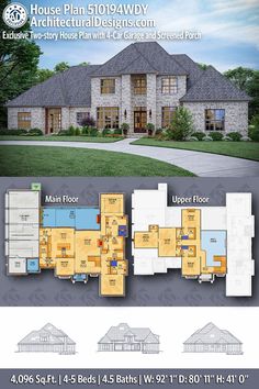 the floor plan for this house shows all the different rooms and bathrooms in each room