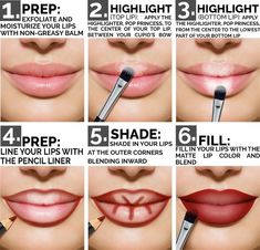 Apply Lip Liner, Lip Plumpers, How To Contour, Lipstick Tutorial, Lipstick Palette, Ombre Lips