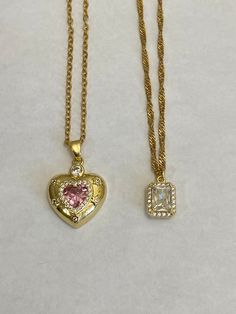 Princess heart necklace comes on a dainty chain  Royal crystal necklace comes on a wave chain Necklace Coquette, Coquette Jewelry, Heart Necklace Gold, Gold Crystal Necklace, Crystal Heart Necklace, Steel Gifts, Soft Girl Aesthetic, Dainty Chain, Gold Heart Necklace