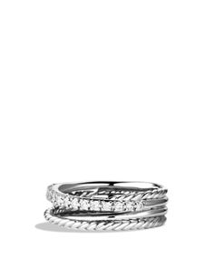 David Yurman Crossover Ring with Diamonds Crossover Diamond Ring, David Yurman Ring, Cheap Silver Rings, Crossover Ring, Diamond Necklace Designs, David Yurman Jewelry, Gold Jewelry Necklace, Domed Ring, David Yurman