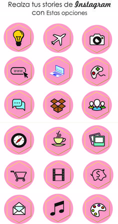 a pink circle with different types of icons and symbols on the bottom right hand corner