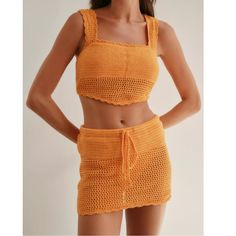 Nwt Urban Outfitters Crotchet Knit Wide Strap Cropped Adjustable Tie Back 2 Piece Set Both Size M Skirt Has Workable Tie String To Make Tighter And Adjust Waist Ships Within 24 Hours Knit Mini Skirt For Summer, Summer Fitted Knit Skirt, Fitted Knit Skirt For Summer, Fitted Knit Beach Skirt, Fitted Knit Skirt For Beach, Casual Summer Skirt With Crochet Trim, Casual Fitted Crochet Skirt, Casual Mini Length Crochet Top For Spring, Casual Fitted Skirt With Crochet Trim