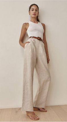 Tan Linen Pants Outfit, Beige Linen Pants Outfit, Cream Linen Pants, Tan Linen Pants, Beige Linen Pants, Beige Outfit, White Linen Pants, Beige Pants