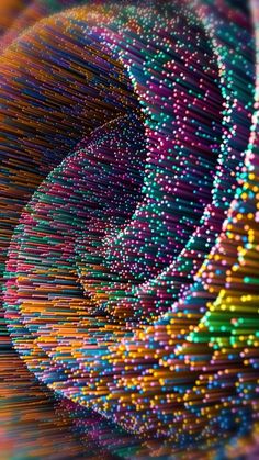 an image of colorful lines and dots in the shape of a spiral, with some blurry colors