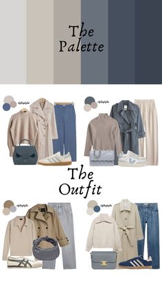 Soft Summer Bags, Soft Color Code Outfits, Dusty Blue Outfit Color Combos, Soft Summer Outfit Ideas, Taupe Outfit Color Combinations, House Of Color Summer, Soft Summer Winter Outfits, Colour Combinations Clothes For Women, Grey And Blue Outfit