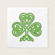 an irish shamrock with four leafed clovers on it's side, drawn in green