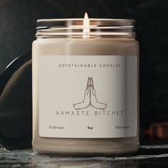 Bring a touch of humor to your yoga and meditation practice with our "Namaste Bitches" candle. This playful and cheeky candle is perfect for those who love yoga and appreciate a good laugh. Crafted from high-quality soy wax and infused with a soothing scent, this candle is designed to create a calm and relaxing atmosphere while adding a bit of fun. It's an excellent gift for yoga enthusiasts, friends, or anyone who enjoys a humorous twist on relaxation. Materials: 100% natural soy wax blend 100% Candle Relaxation, Meditation Candle, Candle Meditation, Yoga Lover Gift, Meditation Candles, Funny Yoga, Relaxing Atmosphere, Funny Candles, Yoga Gifts