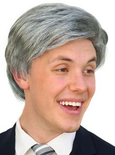 PRICES MAY VARY. THEATRICAL CHARACTER WIG COSTUME ACCESSORY: Look classy and cool wearing this grey haired TV Show Host Costume Wig. Synthetic fiber, short straight layered hair, silver mens wig. One size fits most teens and adults, ages 14 and older. Includes internal elastic size adjuster for a comfortable fit TRANSFORM INTO YOUR FAVORITE TV, MOVIE, OR MUSIC PERSONALITY: This great gray hair piece is the perfect costume accessory for your salt and pepper politician, late night comic, businessm Mens Grey Hair, Short Straight Layered Hair, Grey Hair Accessories, Mens Wig, Grey Hair Pieces, Grey Hair Wig, Wig Costume, Straight Layered Hair, Hair Silver