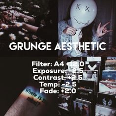 an advertisement for grunge aesthetic with various images