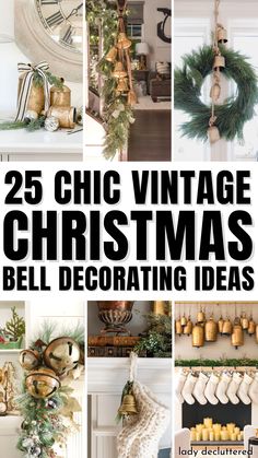 25 Chic Vintage Christmas Bell Decorating Ideas How To Decorate Bells For Christmas, Christmas Greenery With Bells, Christmas Wreaths With Cow Bells, Sleigh Bell Decorating Ideas, Christmas Cow Bells Decor, Christmas Decor Ideas Using Bells, Using Bells In Christmas Decor, Cowbell Christmas Decorations, Vintage Cow Bells Decor