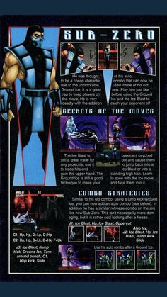 the back cover to an old video game, with images of characters and text on it