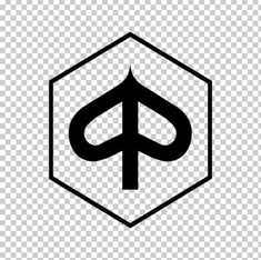 a black and white hexagonal sign with the letter p in it's center