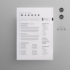 a clean and modern resume template with minimal lines on the front, side and back