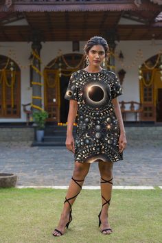 Total Solar Eclipse T Shirt Dress 2024: Celestial Wonder Tee Dress - Moon & Sun Dance Design Vintage Festival Gear Electronic Music Embark on an astronomical journey with our Solar System Eclipse T-Shirt Dress! This unique T-shirt Dress features a captivating design that blends the wonder of a solar eclipse with various celestial objects from our solar system. It's perfect for space enthusiasts, casual stargazers, and anyone who appreciates cosmic beauty. Stunning Eclipse Design: At the heart of Black Summer Dress With Digital Print, Black Dress With Digital Print For Summer, Summer Black Dress With Digital Print, Eclipse Design, Celestial Objects, Sun Dance, Dance Design, Space Fashion, Vintage Festival