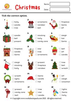 christmas worksheet with pictures and words to help students learn the letter recognition skills