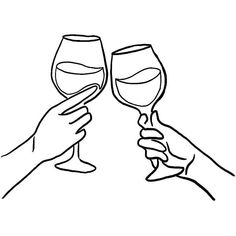 two hands holding up wine glasses to each other