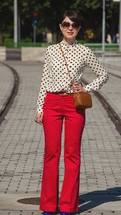 online fashion shopping #missholly Red Pants Fashion, Red Flare, Fashion Victim