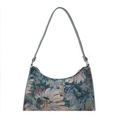 flower oil painting baguette bag boogzel apparel Simple Handbags, Types Of Purses, Trendy Shoulder Bag, Travel Handbags, Handbags And Purses, Trendy Handbags, Small Tote Bag, Fancy Bags, Chic Bags