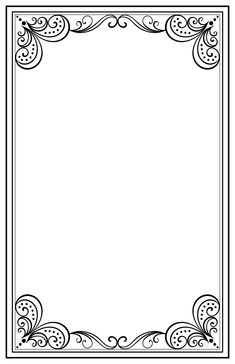 an ornate black and white frame with swirls on the border, for use as a background