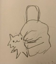 a drawing of a cat with a bag on its back