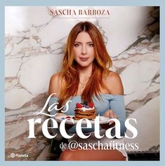 a woman holding a cake in front of her face with the caption las recetas de sashanines