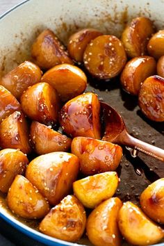 the food is cooked and ready to be eaten in the pot on the stove top