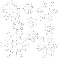 snowflakes are arranged in the shape of letters and numbers on a white background