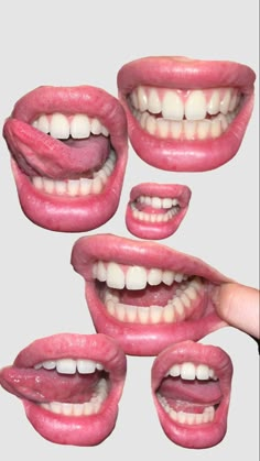 some fake teeth are arranged in the shape of mouths