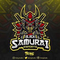 the samurai esports logo is displayed on a dark background with yellow and red accents