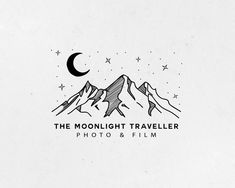 the moonlight traveler photo & film logo design for photographer and video production company, with mountains in the background