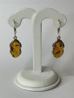 AMBER Stone Earrings with Sterling Silver.COGNAC Amber Stone Dangle Earrings. | eBay Amber Drop Earrings For Formal Occasions, Lever Back Dangle Earrings, Amber Dangle Earrings For Formal Occasions, Hypoallergenic Vintage Drop Earrings, Amber Dangle Earrings With Lever Back Ear Wires, Amber Dangle Earrings With Lever Back, Amber Drop Earrings With Ear Wire, Yellow Dangle Earrings With Lever Back, Vintage Hypoallergenic Drop Earrings