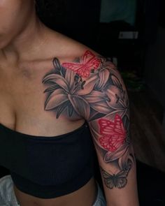 Arm Cuff Tattoo, Cute Shoulder Tattoos, Front Shoulder Tattoos, Unique Half Sleeve Tattoos, Cute Tattoos On Wrist, Butterfly Tattoo On Shoulder