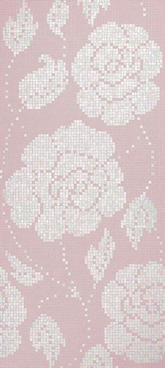 a pink wallpaper with white flowers on it