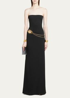 TOM FORD Stretch Sable Strapless Evening Dress with Cutout Detail - Bergdorf Goodman Luxury Strapless Dress, Luxury Strapless Evening Dress, Luxury Strapless Maxi Dress For Formal Occasions, Luxury Strapless Mini Dress For Formal Occasions, Elegant Gold Strapless Dress, Chic Gold Strapless Evening Dress, Chic Gold Strapless Dress For Evening, Elegant Gold Strapless Dress For Gala, Elegant Gold Strapless Cocktail Dress