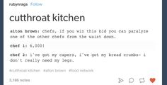 a screen shot of an email message with the words cutthroat kitchen on it