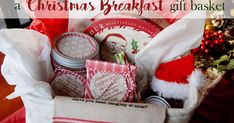 a christmas breakfast gift basket filled with cookies