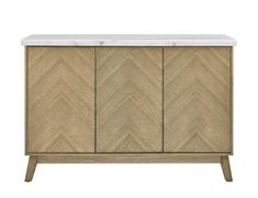 the sideboard is made from wood and white marble