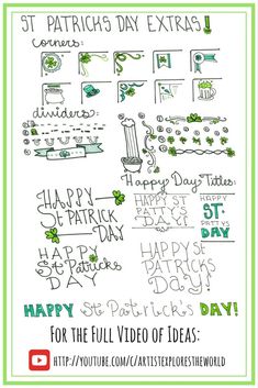 the st patrick's day extra poster is shown with green lettering and shamrocks