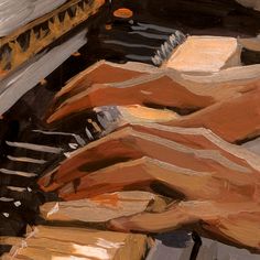 an oil painting of hands playing the piano