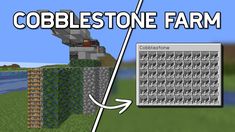 the cobblestone farm in minecraft is shown with text that reads cobblestone farm