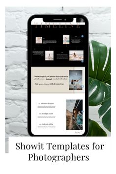 an iphone with the text showit templates for photographers