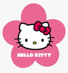 a hello kitty flower with the word hello kitty in it's center and an image of