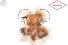 a drawing of a teddy bear sitting on top of a white background with the words brother bear written below it