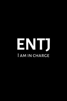 the words enj i am in charge are white and black on a black background