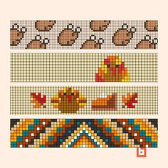 the cross stitch pattern is designed to look like thanksgiving treats