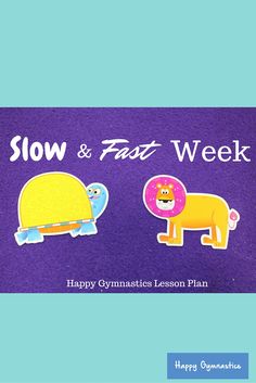 the cover of slow and fast week, with two cartoon animals on purple paper behind it