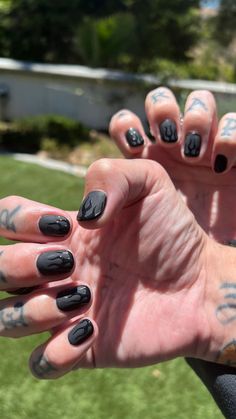 Men Black Nail Polish, Rocker Nails, Men Hands, Villain Arc, Matching Nails, Nail 2023, Customization Ideas, Nyc Nails