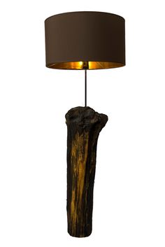 a lamp that is on top of a tree stump