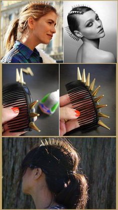 Spiked Hair, Diy Headband, Diy Hair Accessories, Head Band, Accessories Diy, Diy Hairstyles, Hair Comb, Hair Jewelry, Diy Fashion