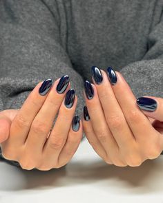 𝐌𝐈𝐃𝐍𝐈𝐆𝐇𝐓🌙  I’m obsessed with this combo — midnight by @glossifyofficial & ice queen @nailstampingqueenuk for the most perfect midnight sky effect   prep @officialnavyprofessional efile @lucypastorellitools_  cuticle oil @nafprofessionals   #buildergel #readingnails #nailsreading #navyprotools #lucypastorellitools #glossify #usemeglossify #loveglossify #naturabuild #showscratch #naturalnails #winternails #glossifymidnight Shiny Navy Blue Nails, Navy Grey Nails, Dark Blue Gray Nails, Navy Chrome Nails Almond, Navy French Tip Nails Chrome, Navy Metallic Nails, Navy Blue With Chrome Nails, Blue And Glitter Nail Ideas, Navy Nails Chrome